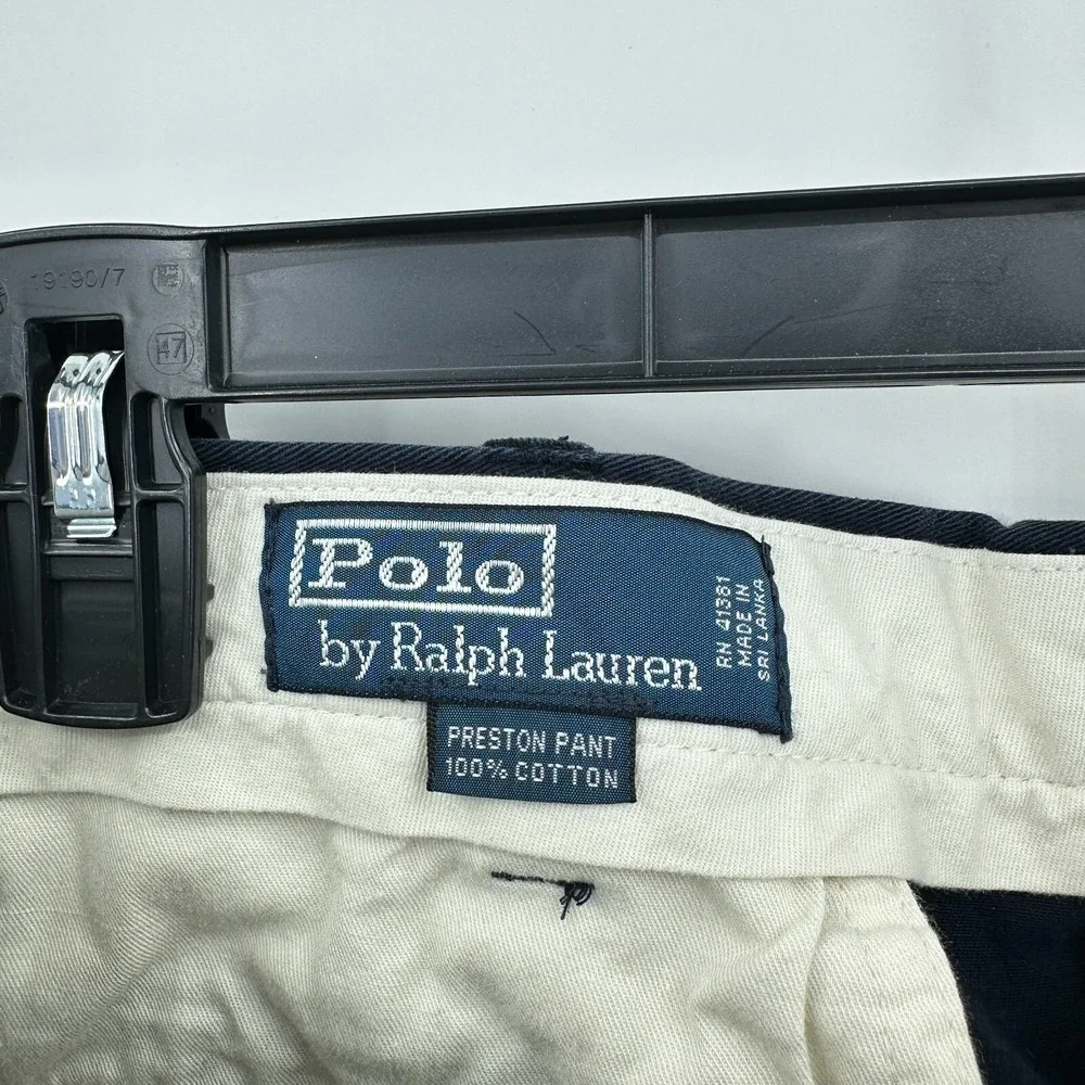 VTG Polo Ralph Lauren Preston Chino Pants Mens Size 36 Blue Straight Leg Wedding